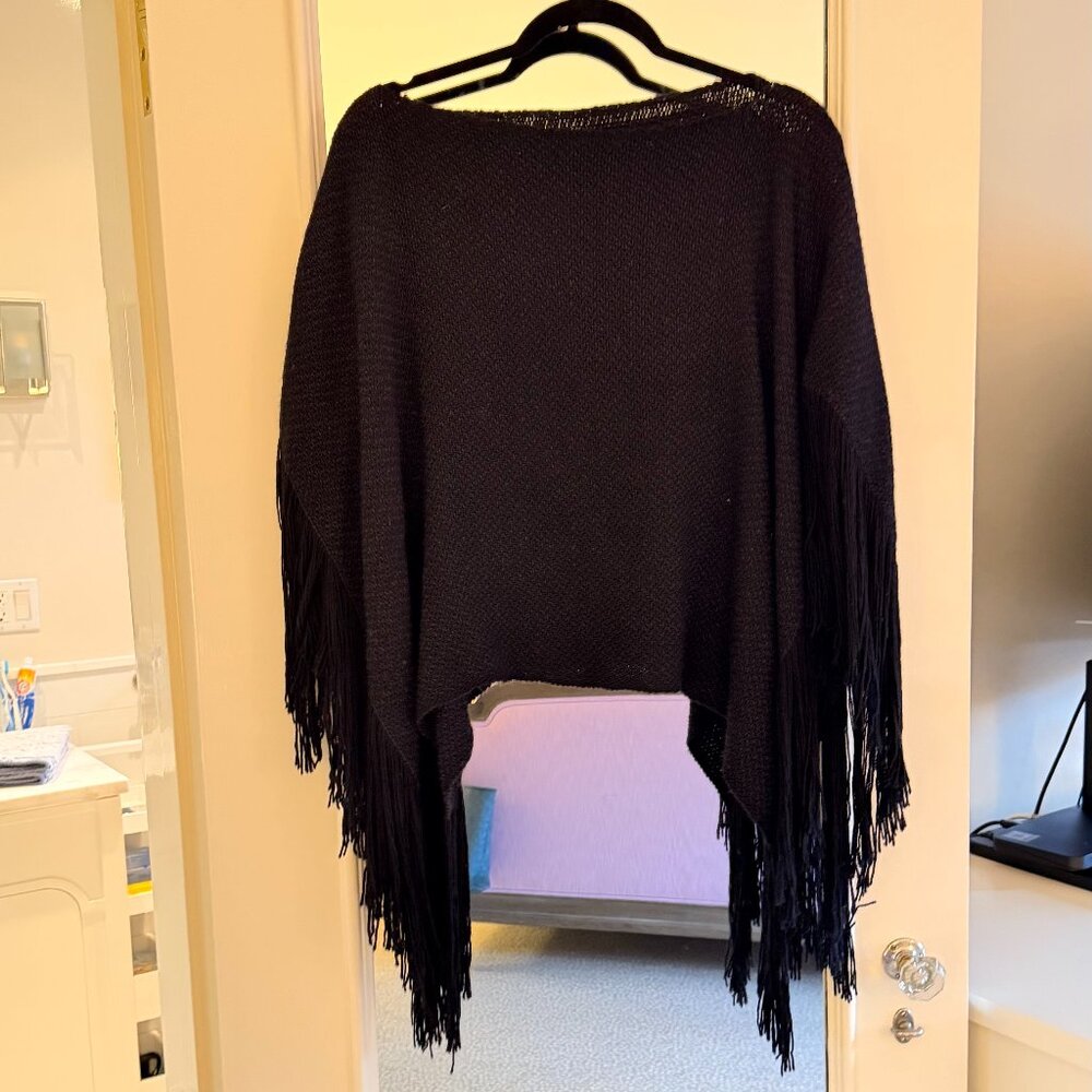 WEHVE BLACK HANDWOVEN PONCHO